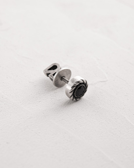 Серебряная моносерьга REEKS. BLACK STONE 5