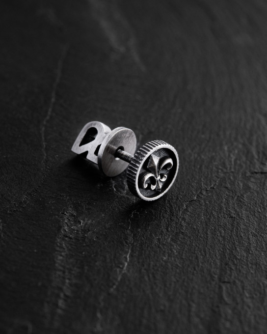Моносерьга FLEUR DE LIS в серебре / Серьги + 3