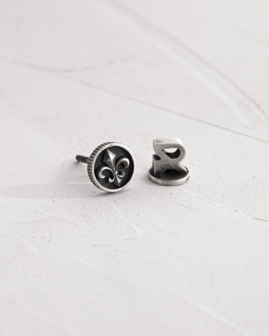 Моносерьга FLEUR DE LIS в серебре / Серьги + 7