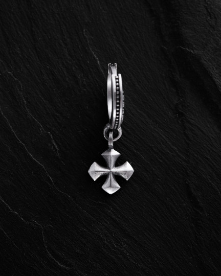 Серебряная серьга - кольцо CROSS PATTÉE / Серьги + 3