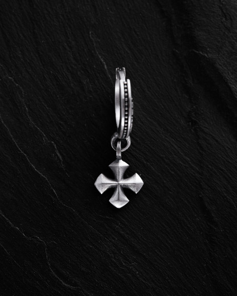 Серебряная серьга - кольцо CROSS PATTÉE 2