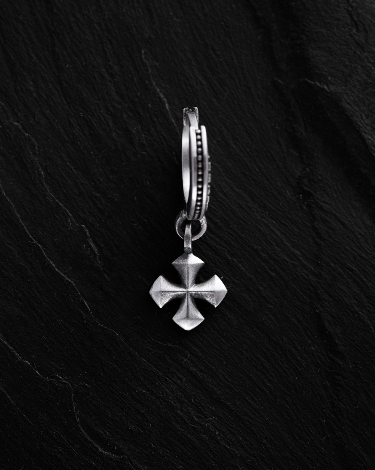 Серебряная серьга - кольцо CROSS PATTÉE 2