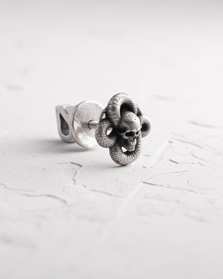 Серебряная моносерьга MORTE SERPENS 3