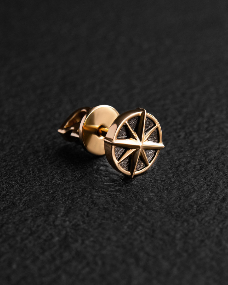 14k yellow gold single earring COMPASS 3