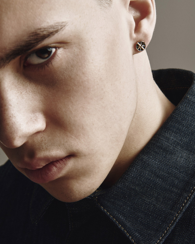 14k yellow gold single earring COMPASS 2