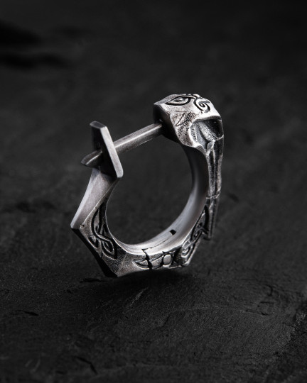 Серебряная моносерьга PRIMAL / Серьги + 4