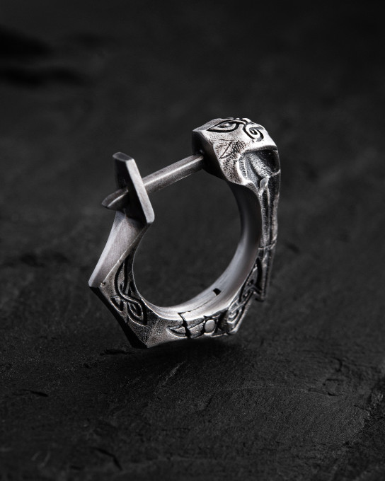 Серебряная моносерьга PRIMAL / Серьги + 4