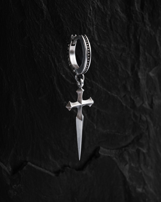 Серебряная серьга - кольцо SWORD / Серьги + 2