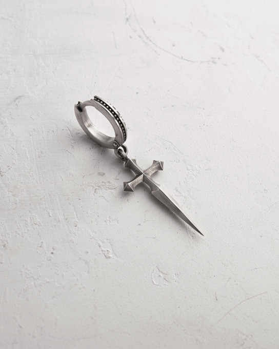 Серебряная серьга - кольцо SWORD / Серьги + 3