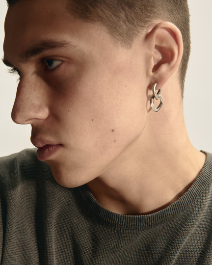 Серебряная моносерьга DUAL / Серьги + 2