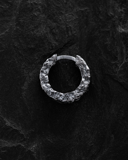 Серебряная серьга - кольцо RUGGED / Серьги + 3