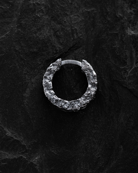 Серебряная серьга - кольцо RUGGED / Серьги + 3