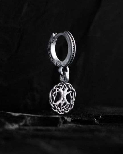 Серебряная моносерьга YGGDRASIL TREE OF LIFE / Серьги + 2