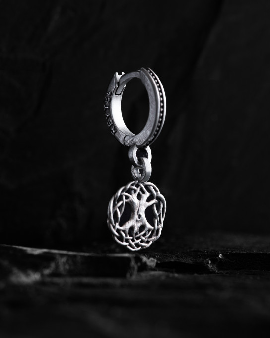 Серебряная моносерьга YGGDRASIL TREE OF LIFE / Серьги + 2