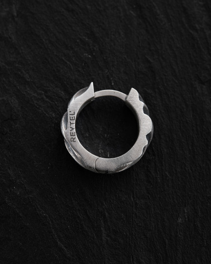 Серебряная серьга - кольцо FORGED / Серьги + 2