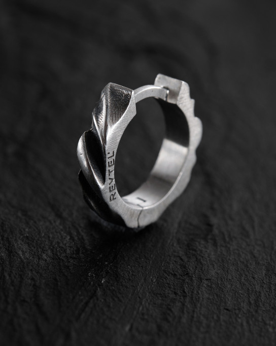Серебряная серьга - кольцо FORGED / Серьги + 3