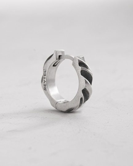 Срібна сережка - кільце FORGED / Сережки