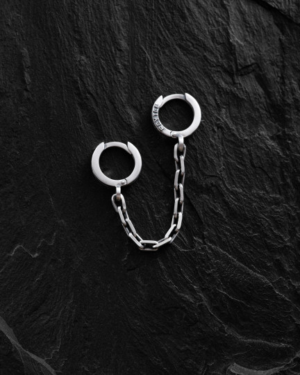 Срібна моносережка CHAIN (на два проколи) / Сережки