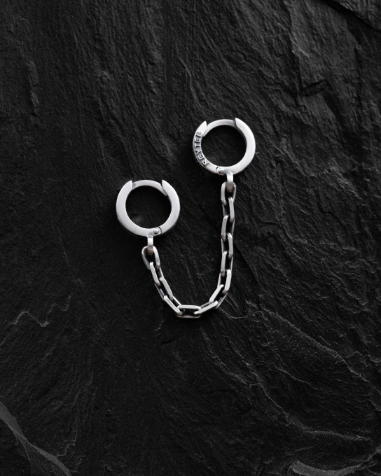 Срібна моносережка CHAIN (на два проколи) / Сережки