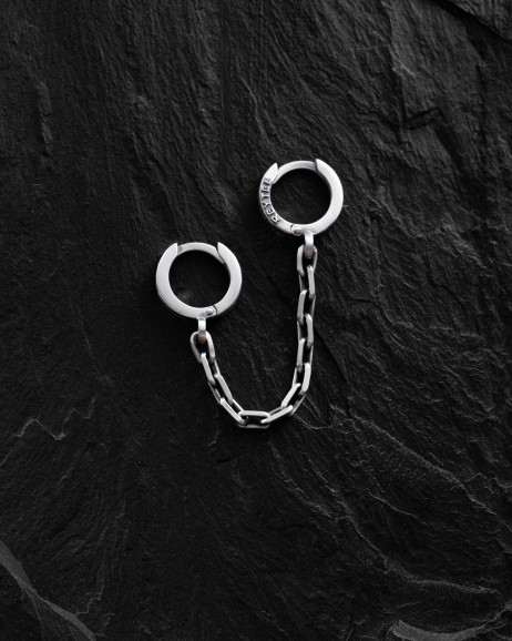 Срібна моносережка CHAIN (на два проколи) / Сережки