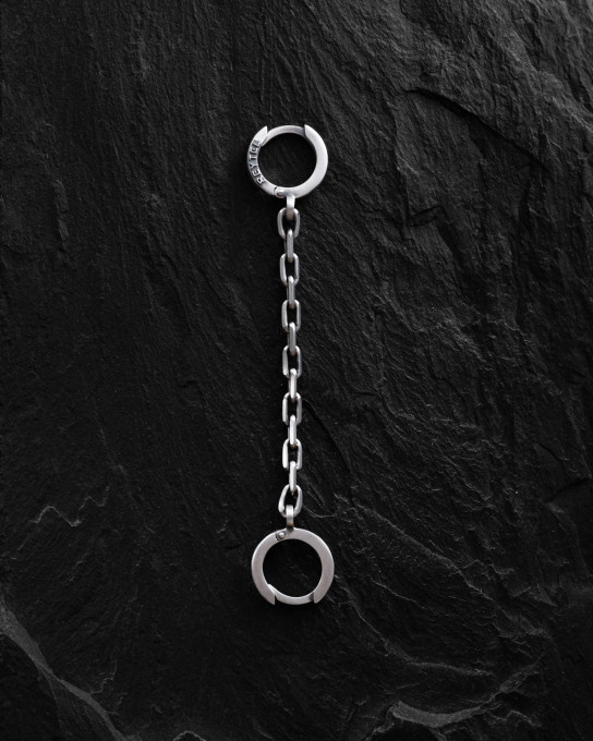 Срібна моносережка CHAIN (на два проколи) / Сережки + 2
