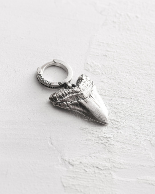 Серебряная моносерьга MEGALODON SHARK TOOTH / Серьги + 3