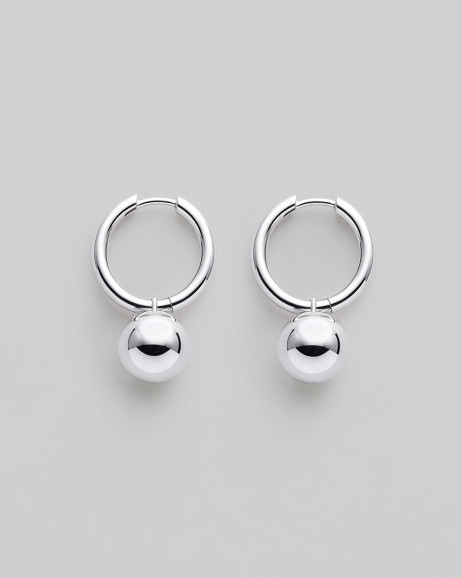 Серебряные серьги - кольца BUBBLE / Серьги Женские