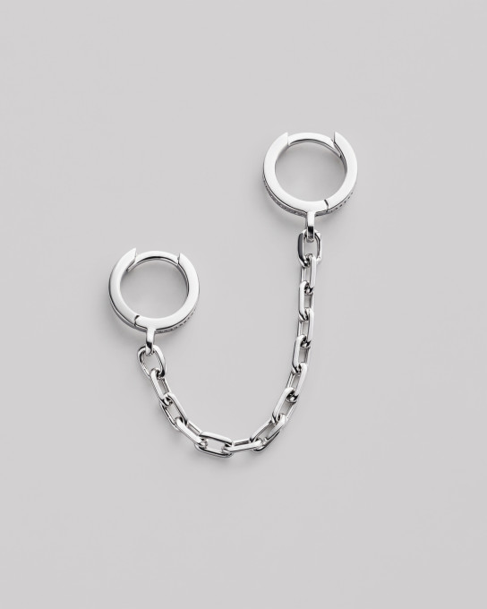 Срібна моносережка CHAIN (на два проколи) / Сережки Жіночі