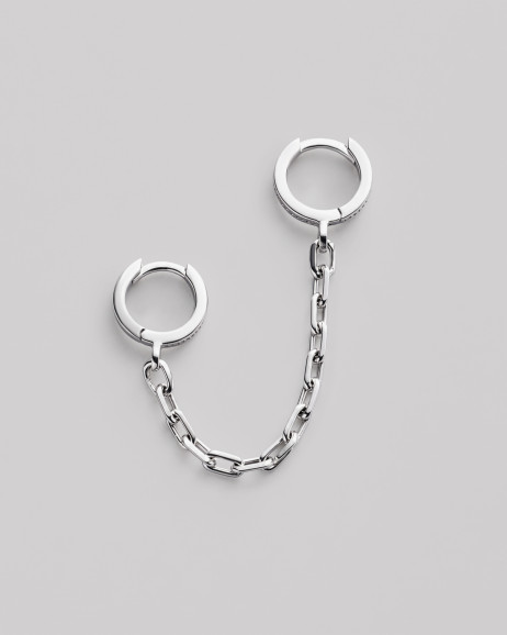 Срібна моносережка CHAIN (на два проколи) / Сережки Жіночі