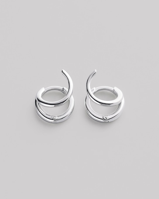 Серебряные серьги - кольца VALENTE / Серьги Женские + 3